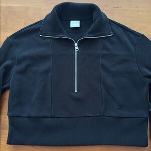 Varley Black Half-Zip Ribbed Pullover Sweatshirt